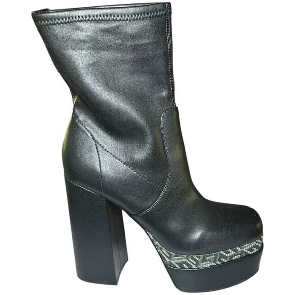Guess Womens size 10 M Caballa Faux LeatherBlock Heels Mid-Calf Boots Black - Picture 5 of 10